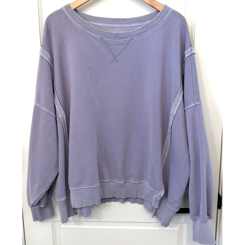 American Eagle Grunge Sweatshirt Women's M Purple Boxy Oversized Reversed Seams
